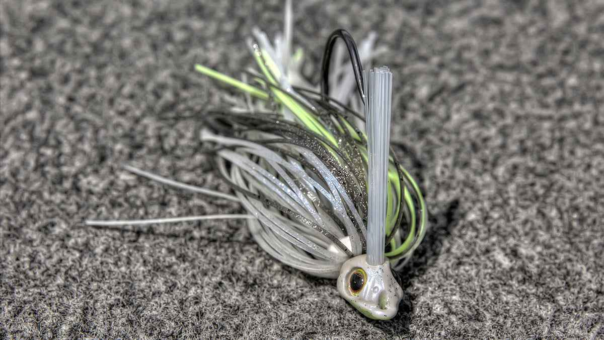 electric pulse fishing lures V&M Swim Jig 1/2 oz. Green Pumpkin Blue Haze